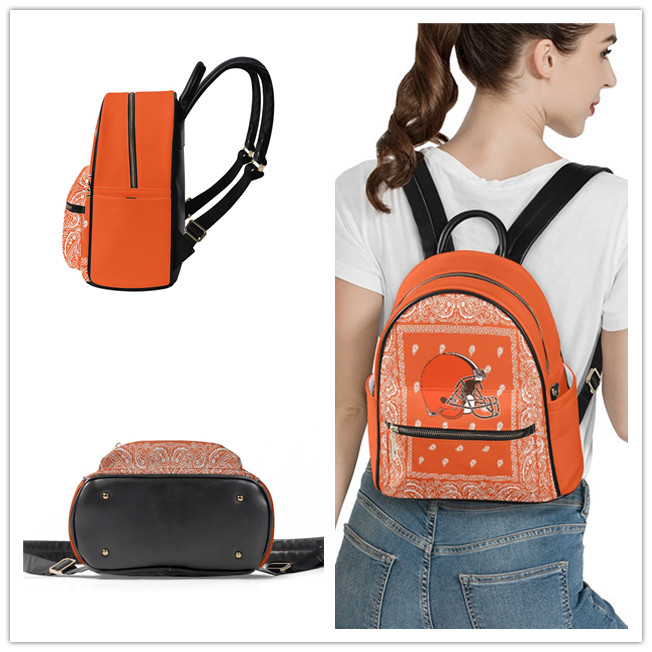 Cleveland Browns PU Leather Casual Backpack 001
